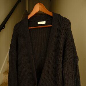 A&F Womens Long Cardigan Sweater, Black M/L